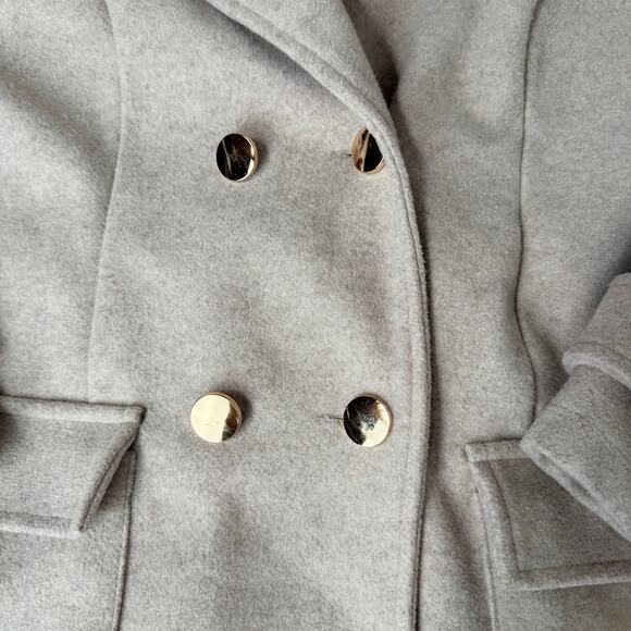 Haute Monde Los Angeles Woven Beige Trench Over Pea Coat Jacket Size Large - Picture 11 of 15